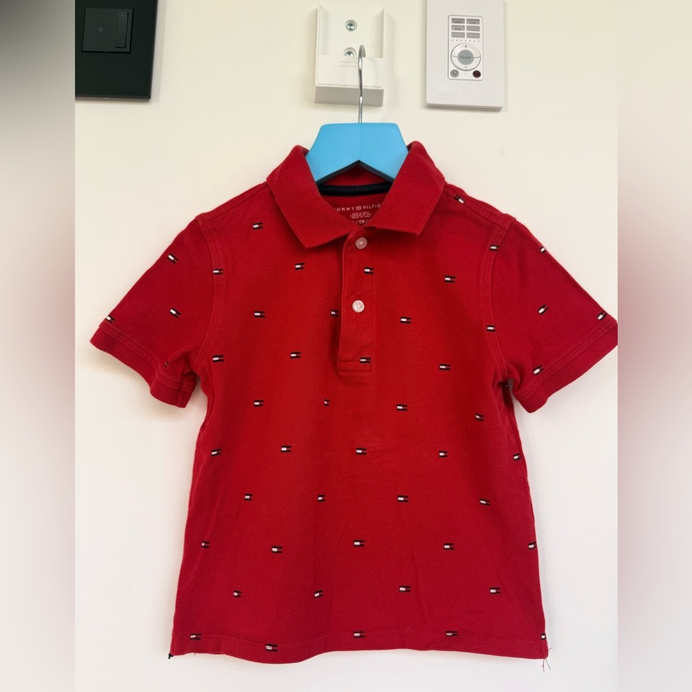 Tommy Hilfiger Red Boys' Short Sleeve Polo with Micro-Logos